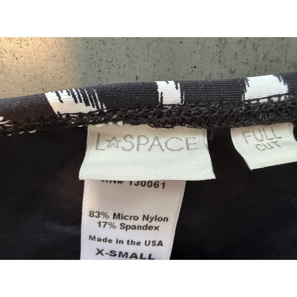 L*Space Bikini Bottoms XS Black White Strappy Side Full Cut Swimwear RN 130061
